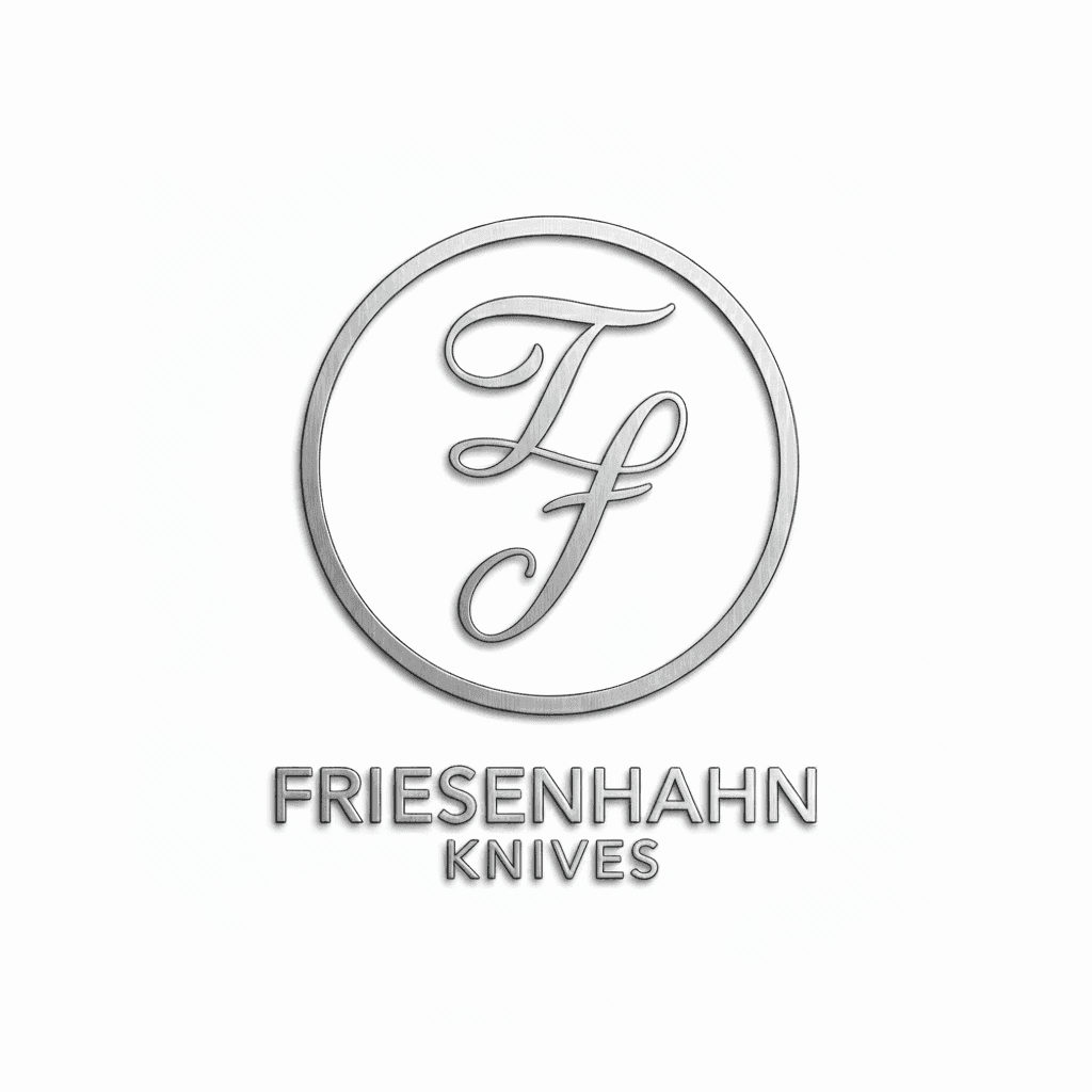 Friesenhahn Knives logo with stylized "F" in a circle.